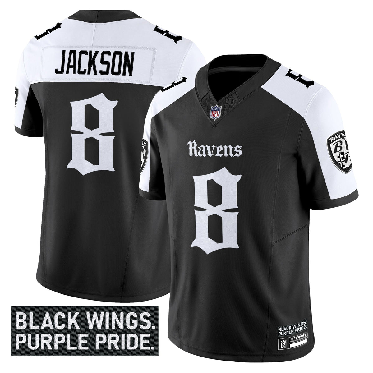 Men's Baltimore Ravens 'Gothic Nevermore Edition' Vapor Limited Jersey - All Stitched