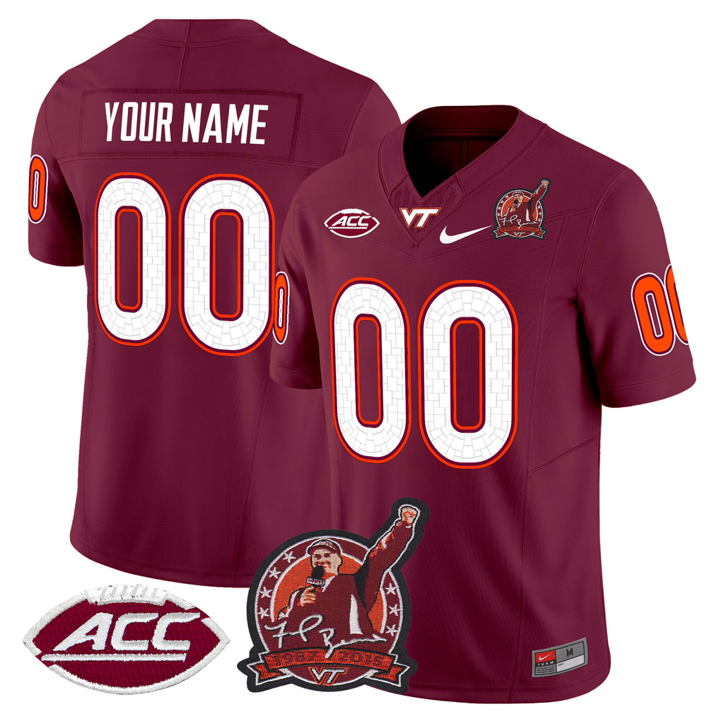 Virginia Tech Hokies Coach Frank Beamer Patch 2025 Vapor Limited Custom Jersey - All Stitched