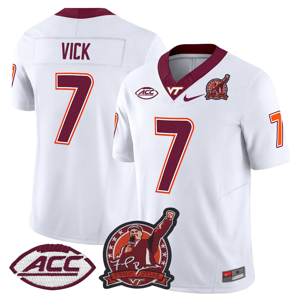 Men's Virginia Tech Hokies Coach Frank Beamer Patch 2025 Vapor Limited Jersey - All Stitched
