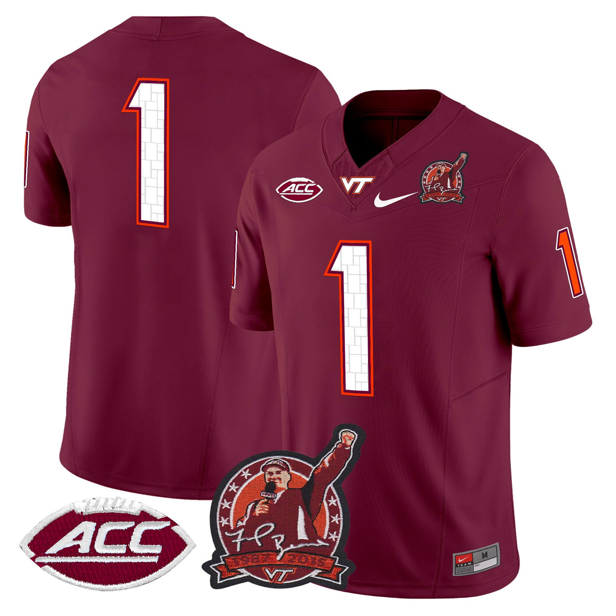 Men's Virginia Tech Hokies Coach Frank Beamer Patch 2025 Vapor Limited Jersey - All Stitched