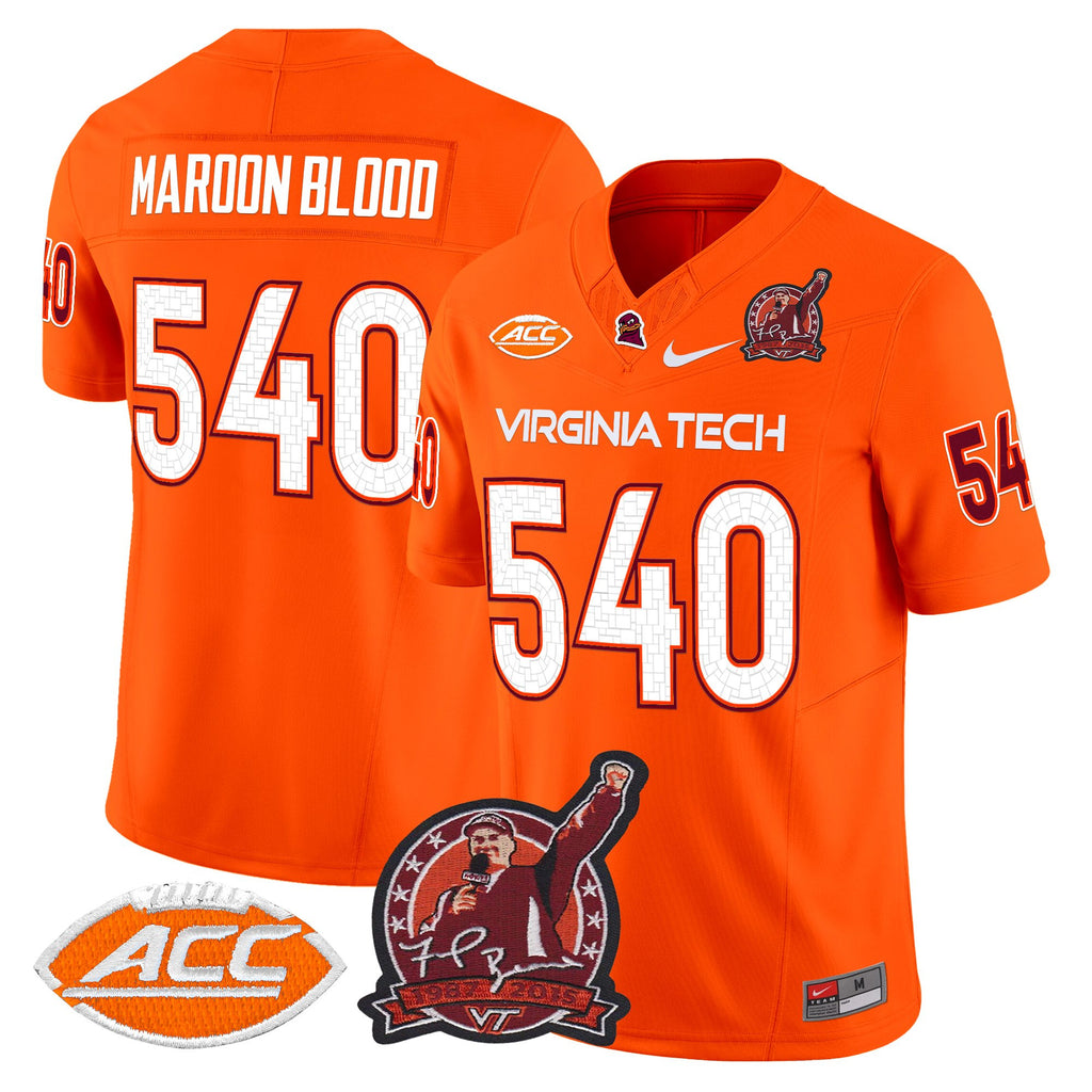 Men's Virginia Tech Hokies Coach Frank Beamer Patch 2025 Vapor Limited Jersey - All Stitched