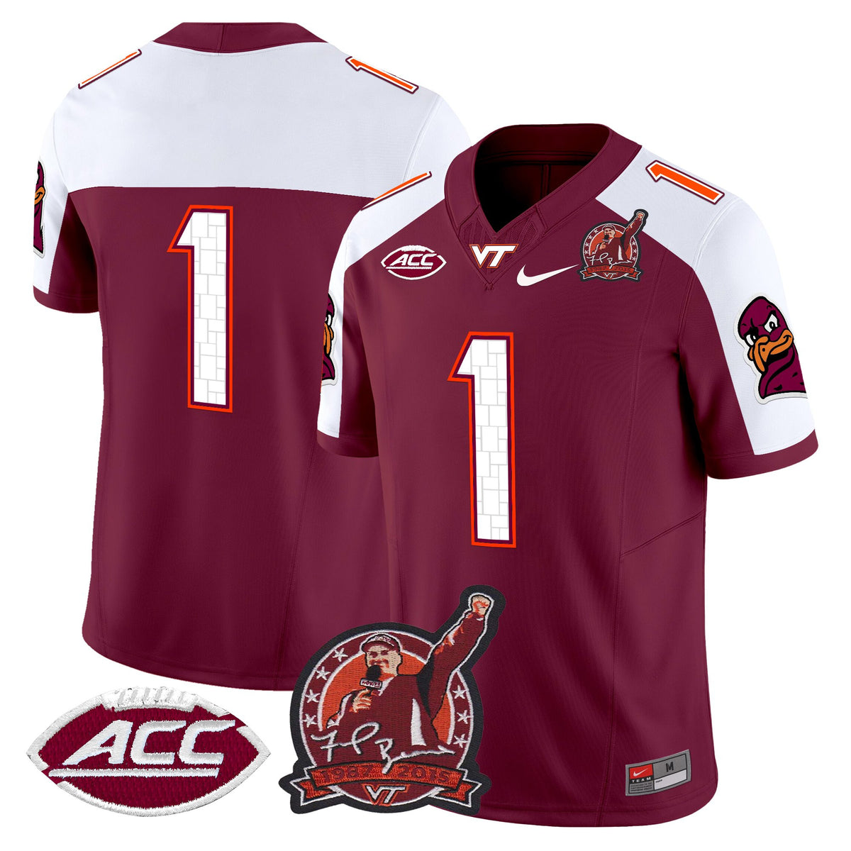 Men's Virginia Tech Hokies Coach Frank Beamer Patch 2025 Vapor Limited Jersey - All Stitched
