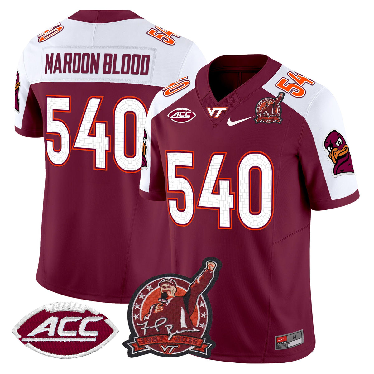 Men's Virginia Tech Hokies Coach Frank Beamer Patch 2025 Vapor Limited Jersey - All Stitched