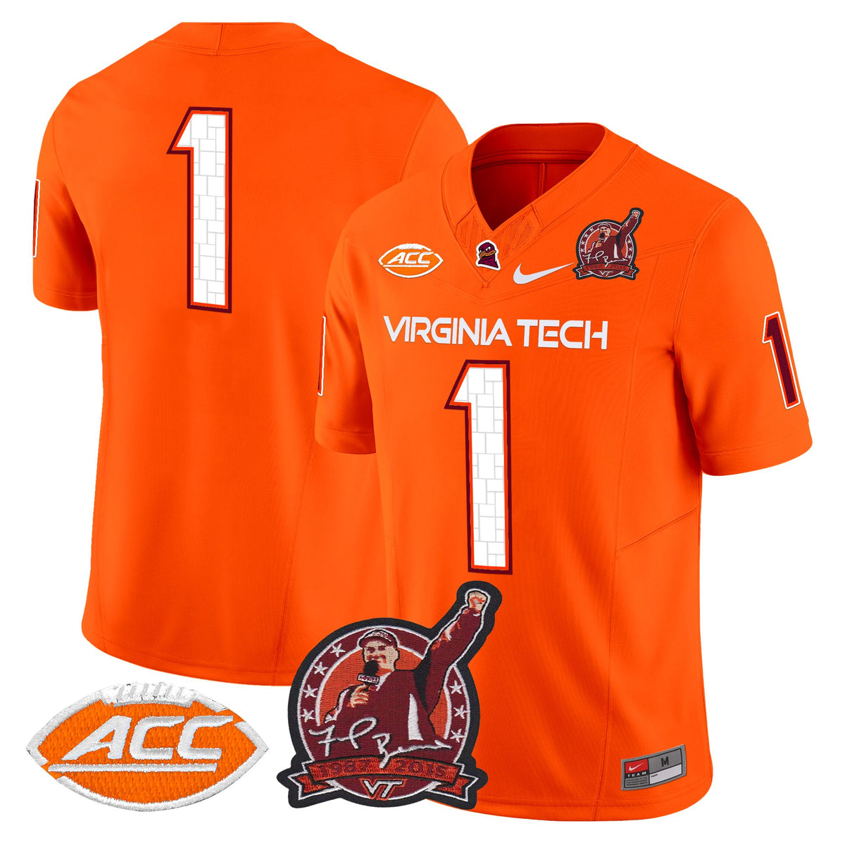 Men's Virginia Tech Hokies Coach Frank Beamer Patch 2025 Vapor Limited Jersey - All Stitched