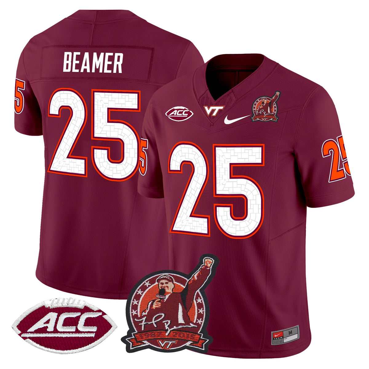 Men's Virginia Tech Hokies Coach Frank Beamer Patch 2025 Vapor Limited Jersey - All Stitched