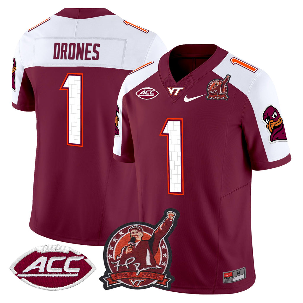 Men's Virginia Tech Hokies Coach Frank Beamer Patch 2025 Vapor Limited Jersey - All Stitched