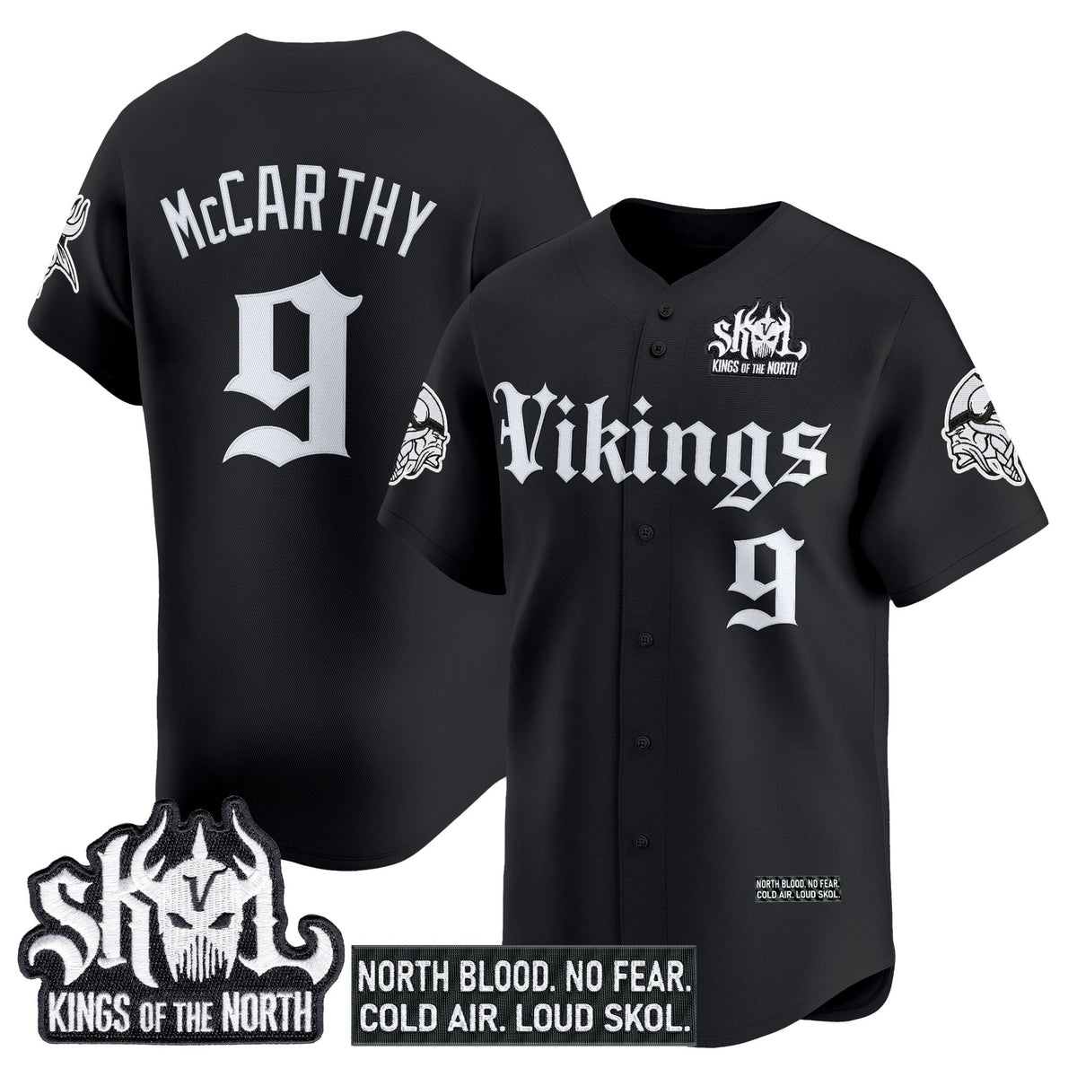 Men's Minnesota Vikings 'Gothic Norseblood Edition' Vapor Baseball Jersey - All Stitched