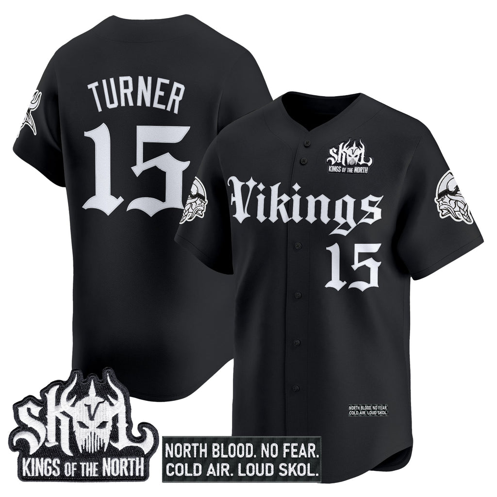 Men's Minnesota Vikings 'Gothic Norseblood Edition' Vapor Baseball Jersey - All Stitched