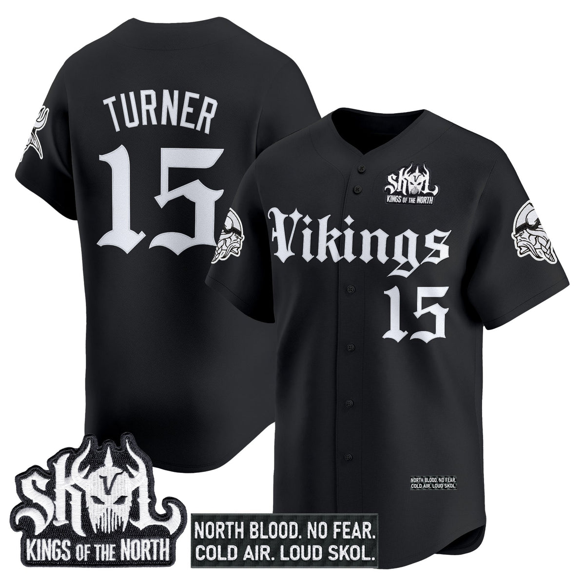Men's Minnesota Vikings 'Gothic Norseblood Edition' Vapor Baseball Jersey - All Stitched