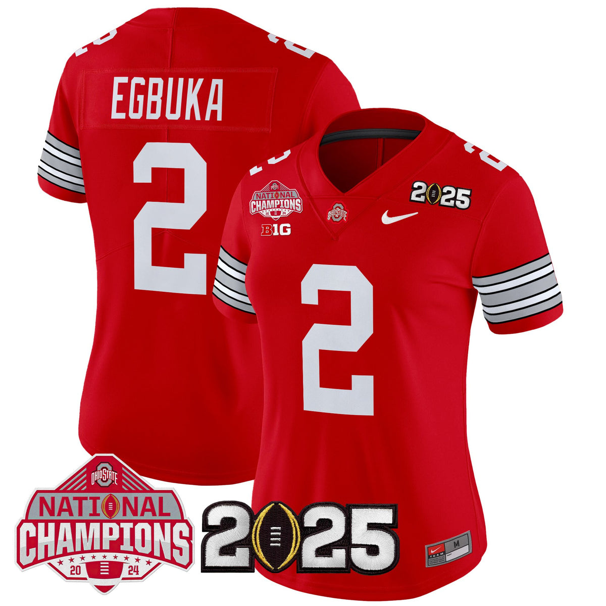 Women's Ohio State Buckeyes 'Heritage Stripe' 2025 National Champions Patch Vapor Limited Jersey - All Stitched