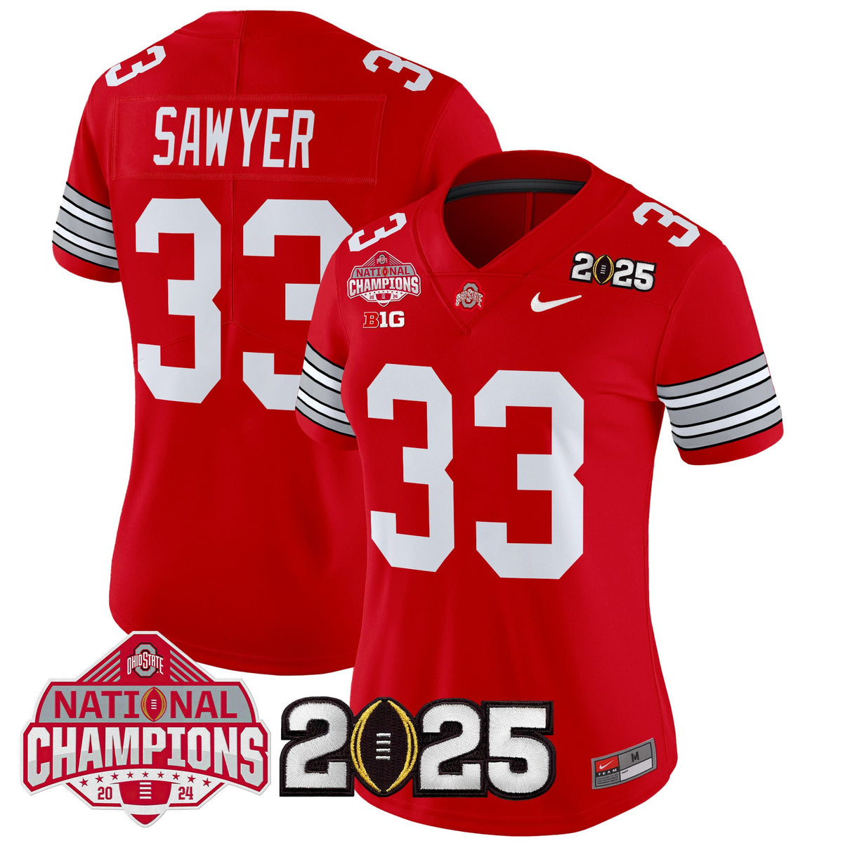 Women's Ohio State Buckeyes 'Heritage Stripe' 2025 National Champions Patch Vapor Limited Jersey - All Stitched