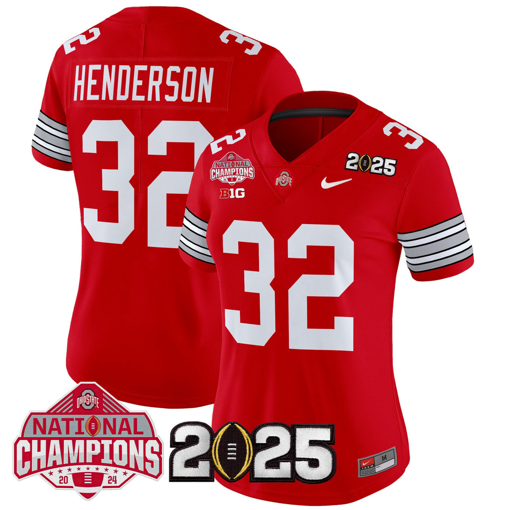 Women's Ohio State Buckeyes 'Heritage Stripe' 2025 National Champions Patch Vapor Limited Jersey - All Stitched