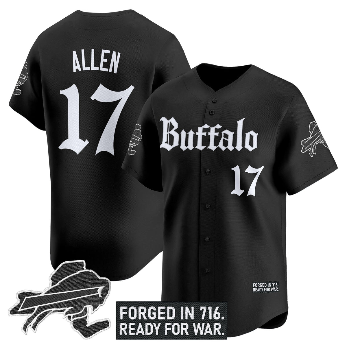 Men's Buffalo Bills 'Gothic Cold Front Edition' Vapor Baseball Jersey - All Stitched
