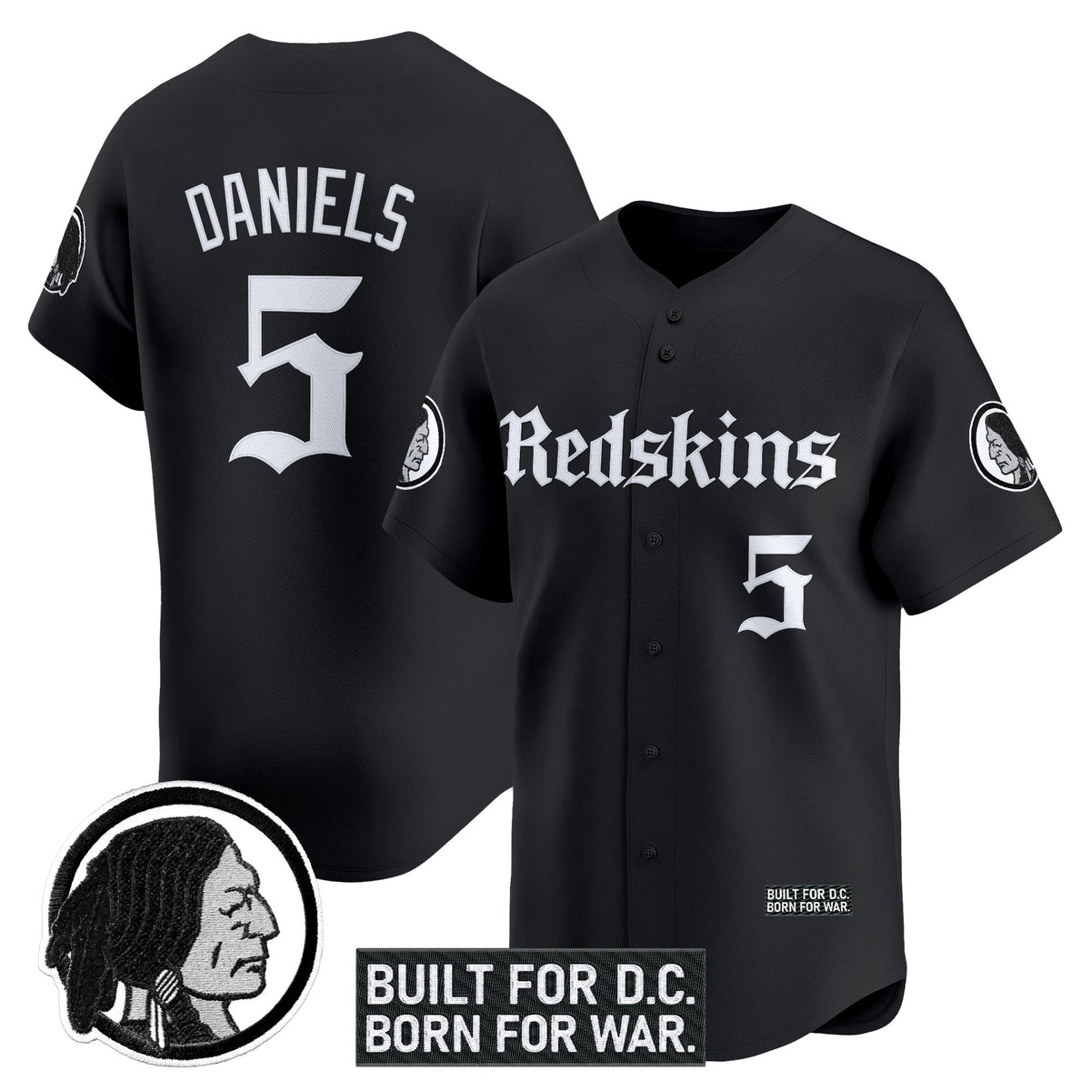 Men's Washington Redskins 'Gothic Capital Edition' Vapor Baseball Jersey - All Stitched