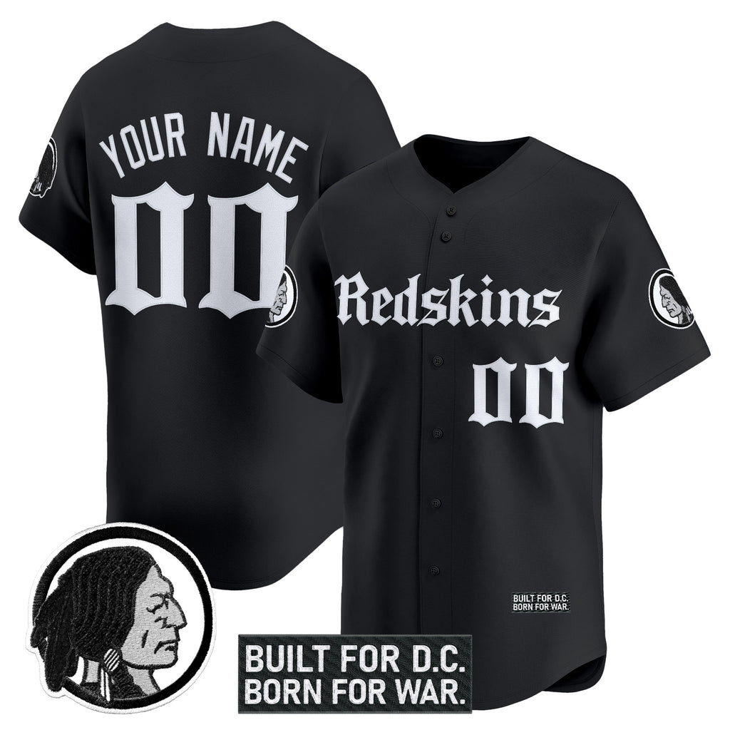 Washington Redskins 'Gothic Capital Edition' Vapor Baseball Custom Jersey - All Stitched