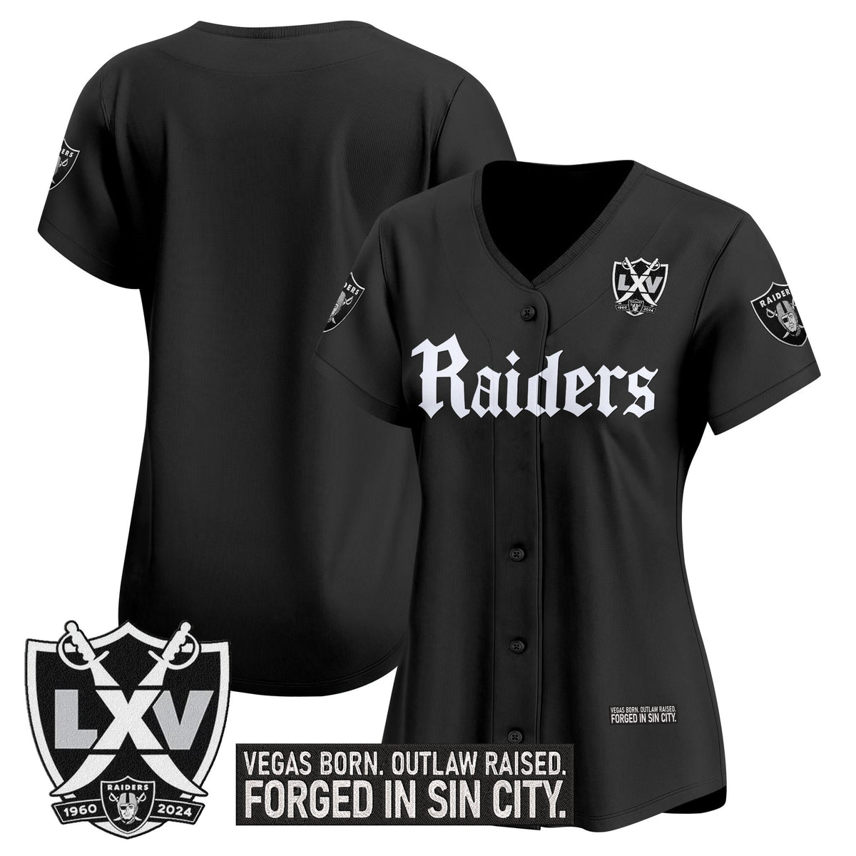 Women's Las Vegas Raiders 'Gothic Sin City Shadows Edition' Vapor Baseball Jersey - All Stitched