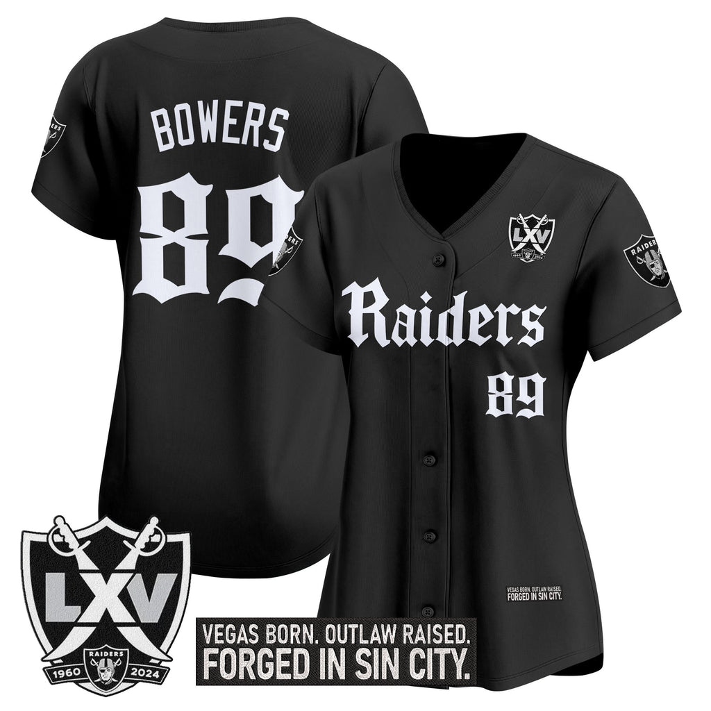 Women's Las Vegas Raiders 'Gothic Sin City Shadows Edition' Vapor Baseball Jersey - All Stitched