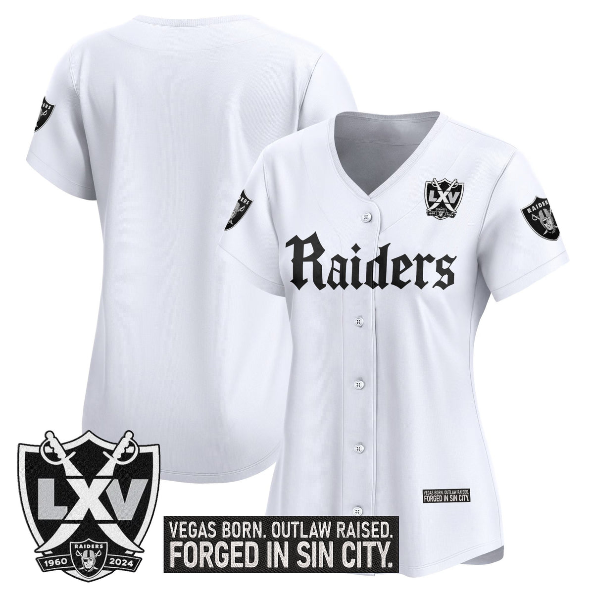 Women's Las Vegas Raiders 'Gothic Sin City Shadows Edition' Vapor Baseball Jersey - All Stitched