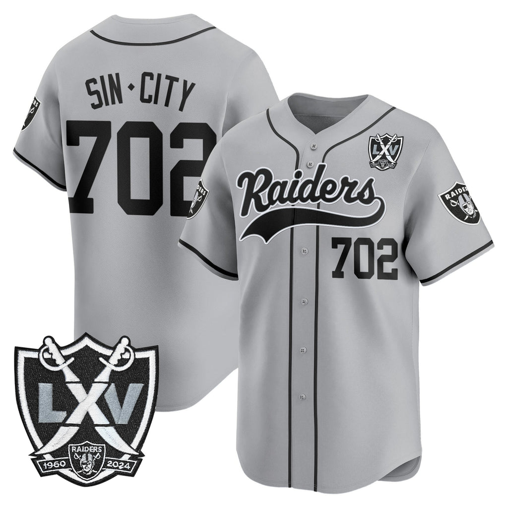 Men's Las Vegas Raiders 65th Anniversary Patch Vapor Baseball Jersey - All Stitched