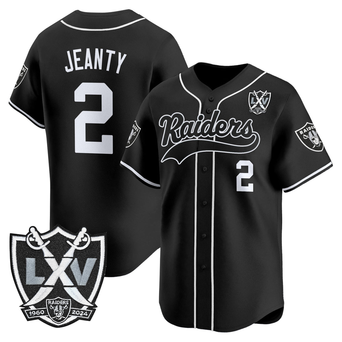 Men's Las Vegas Raiders 65th Anniversary Patch Vapor Baseball Jersey - All Stitched