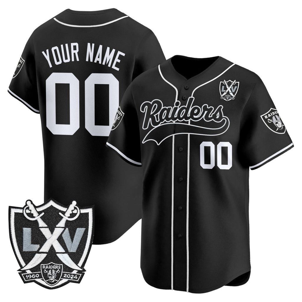 Las Vegas Raiders 65th Anniversary Patch Vapor Baseball Custom Jersey - All Stitched