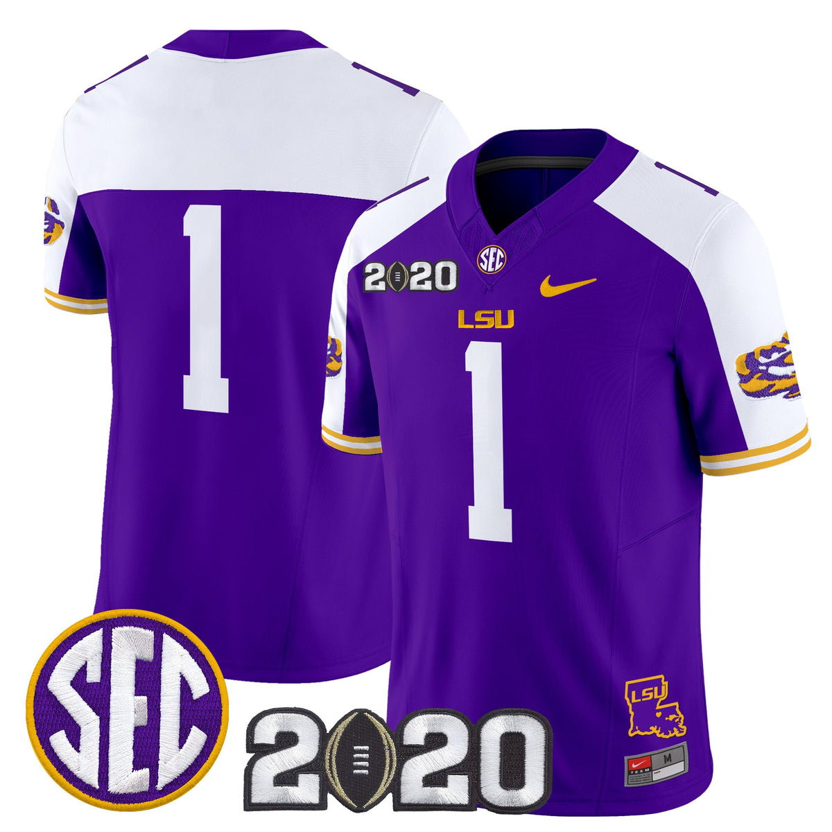 Men's LSU Tigers 2020 National Champions Vapor Limited Jersey - All Stitched