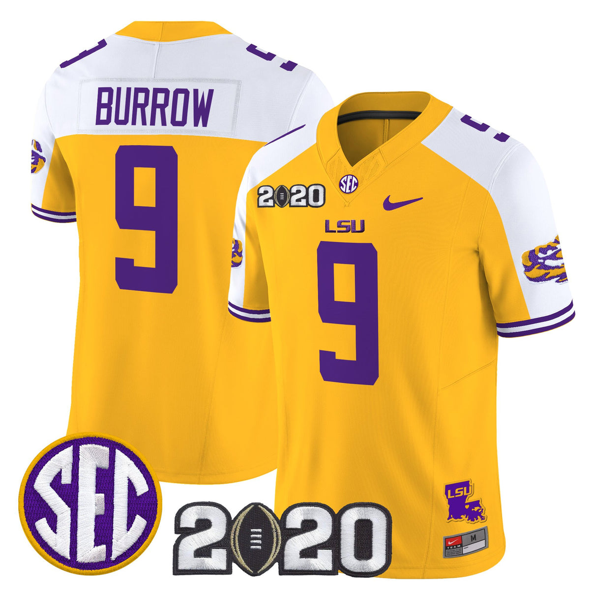 Men's LSU Tigers 2020 National Champions Vapor Limited Jersey - All Stitched