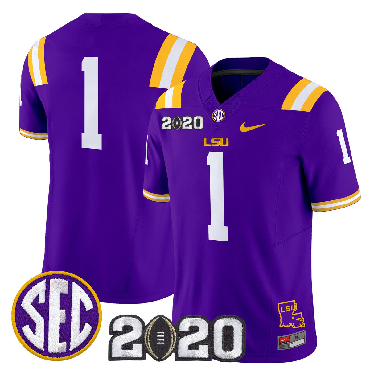 Men's LSU Tigers 2020 National Champions Vapor Limited Jersey - All Stitched