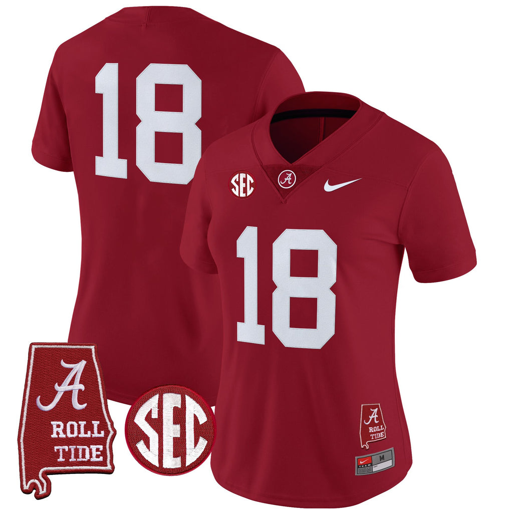 Women's Alabama Crimson Tide 2025 Vapor Limited Jersey - Alabama Map - All Stitched