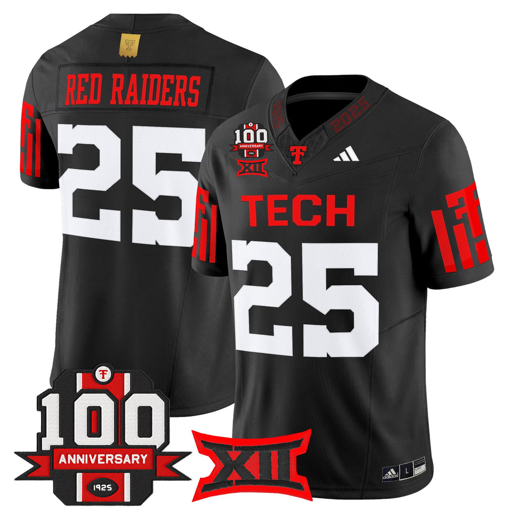 Men's Texas Tech Red Raiders 2025 Vapor Limited Jersey - 100th Anniversary Patch - All Stitched