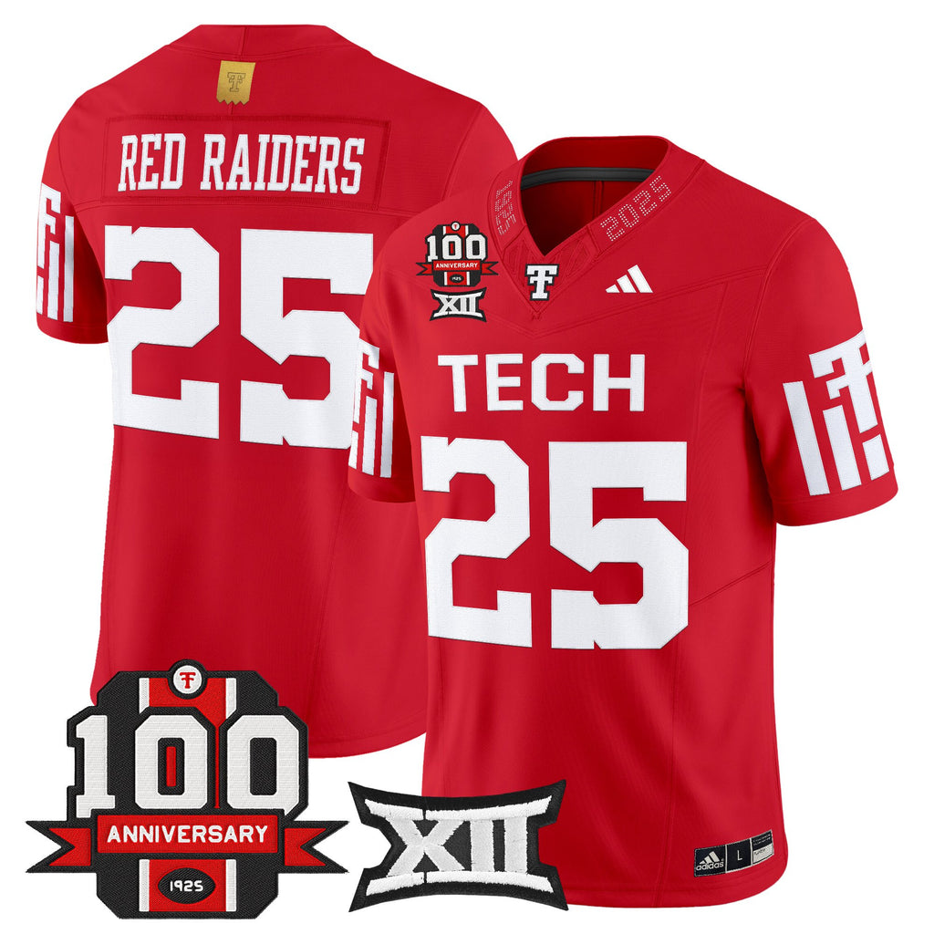 Men's Texas Tech Red Raiders 2025 Vapor Limited Jersey - 100th Anniversary Patch - All Stitched