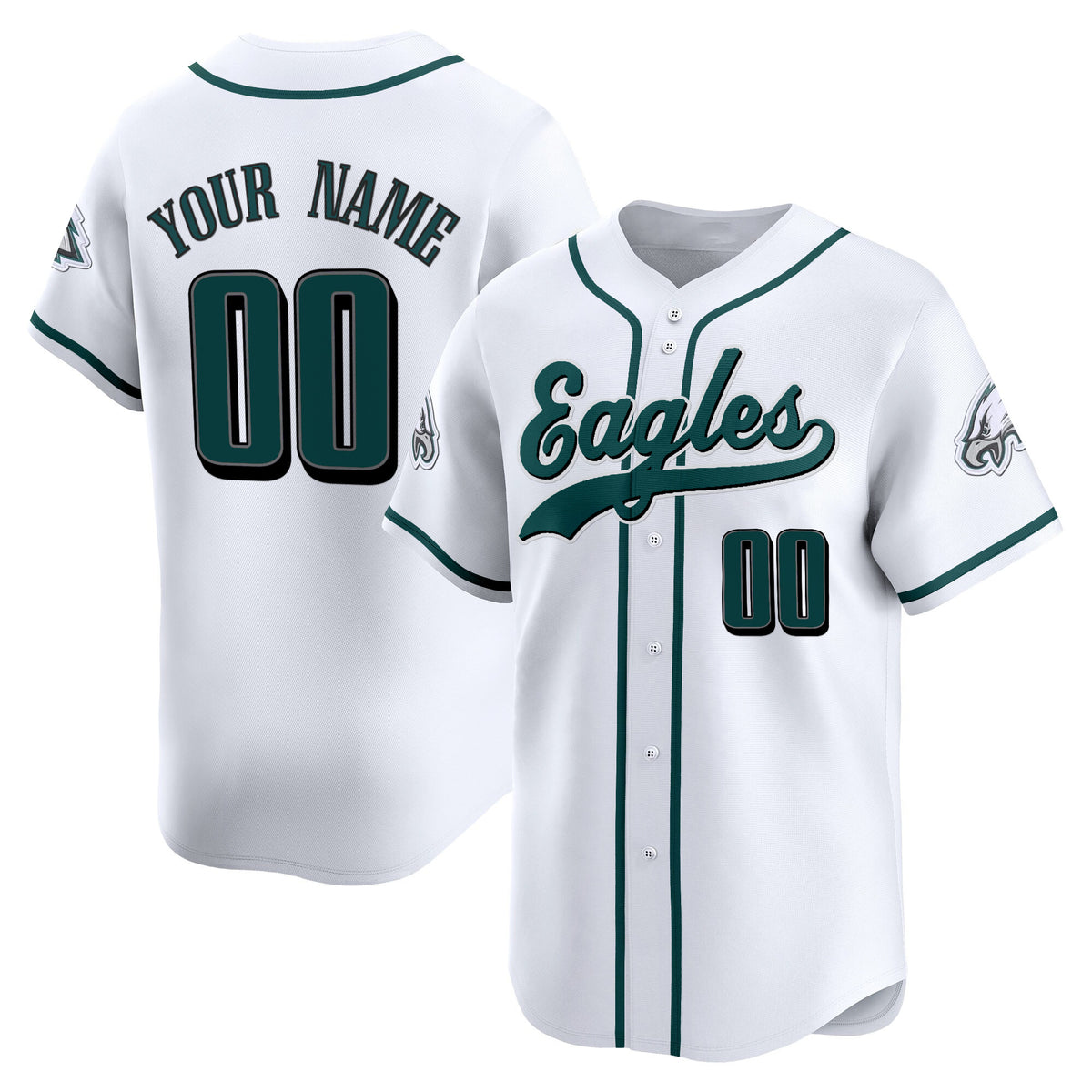 Philadelphia Eagles 2025 Vapor Baseball Custom Jersey - All Stitched