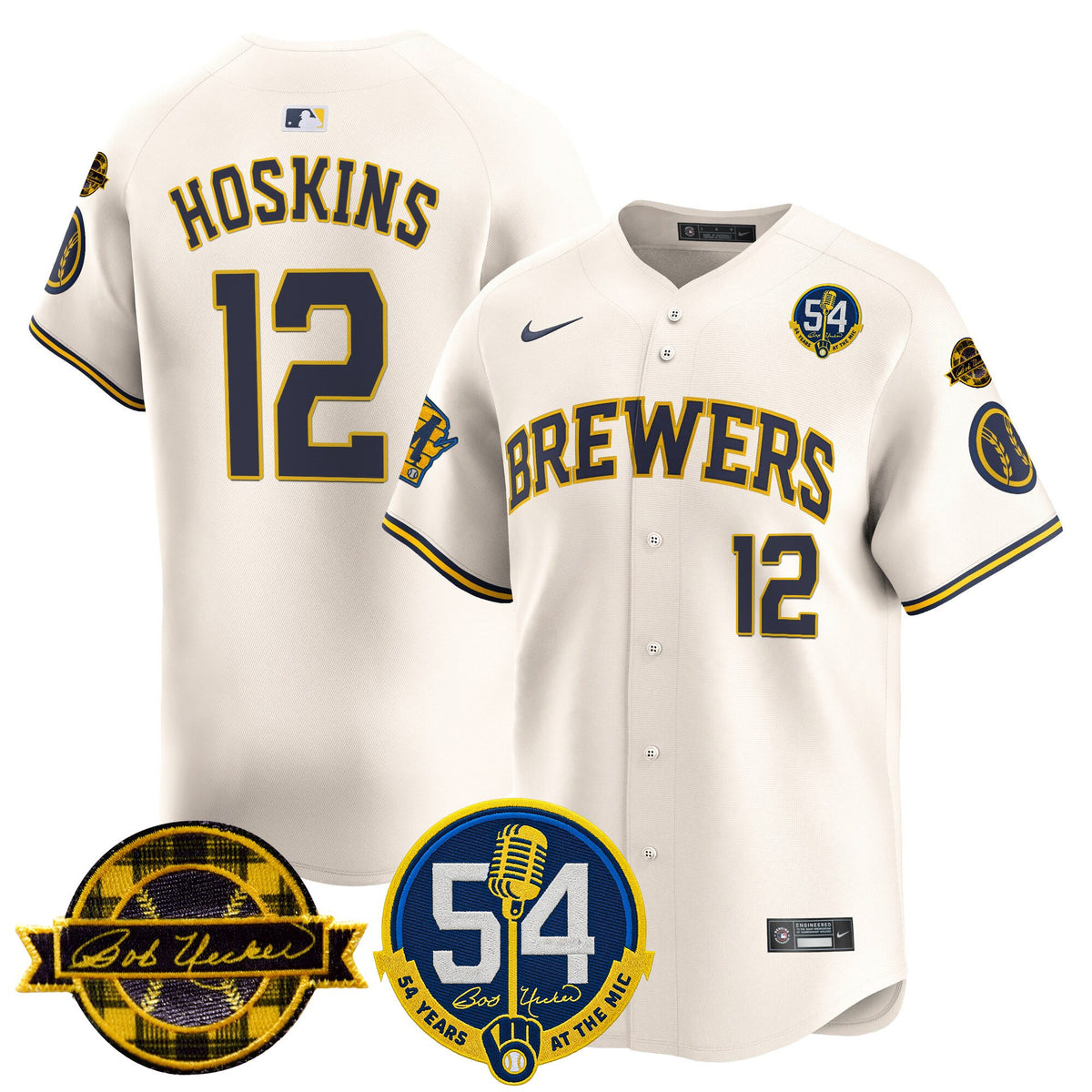 Men's Milwaukee Brewers 'Bob Uecker - 54 Seasons for Brewers' Vapor Premier Limited Jersey - All Stitched
