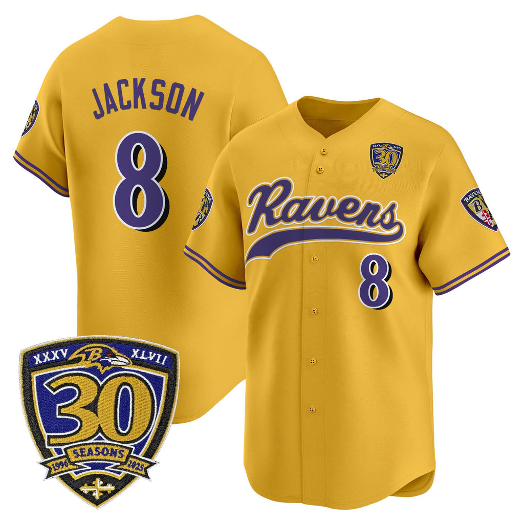 Men's Baltimore Ravens 2025 Vapor Baseball Jersey - 30th Anniversary Patch - All Stitched