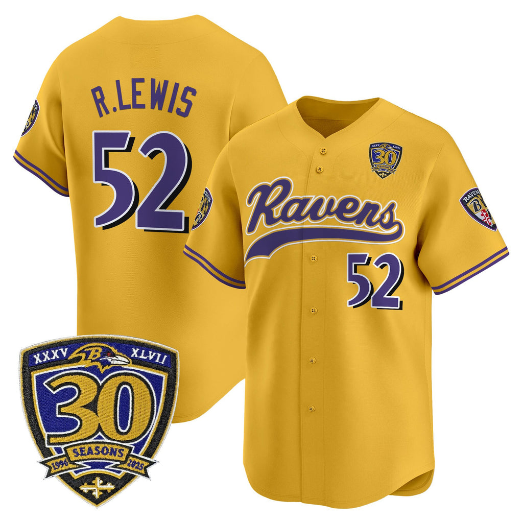Men's Baltimore Ravens 2025 Vapor Baseball Jersey - 30th Anniversary Patch - All Stitched