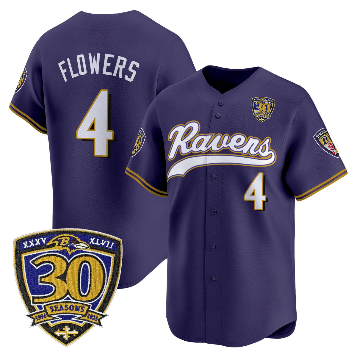Men's Baltimore Ravens 2025 Vapor Baseball Jersey - 30th Anniversary Patch - All Stitched