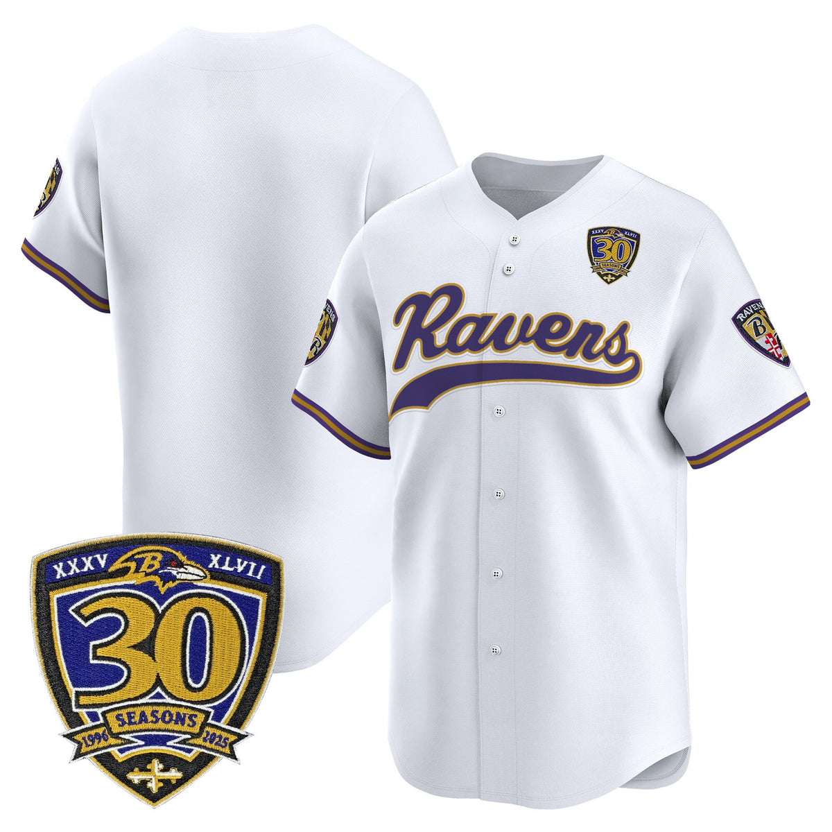 Men's Baltimore Ravens 2025 Vapor Baseball Jersey - 30th Anniversary Patch - All Stitched