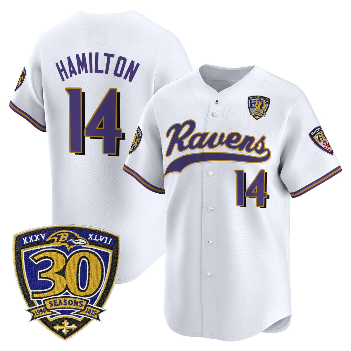 Men's Baltimore Ravens 2025 Vapor Baseball Jersey - 30th Anniversary Patch - All Stitched