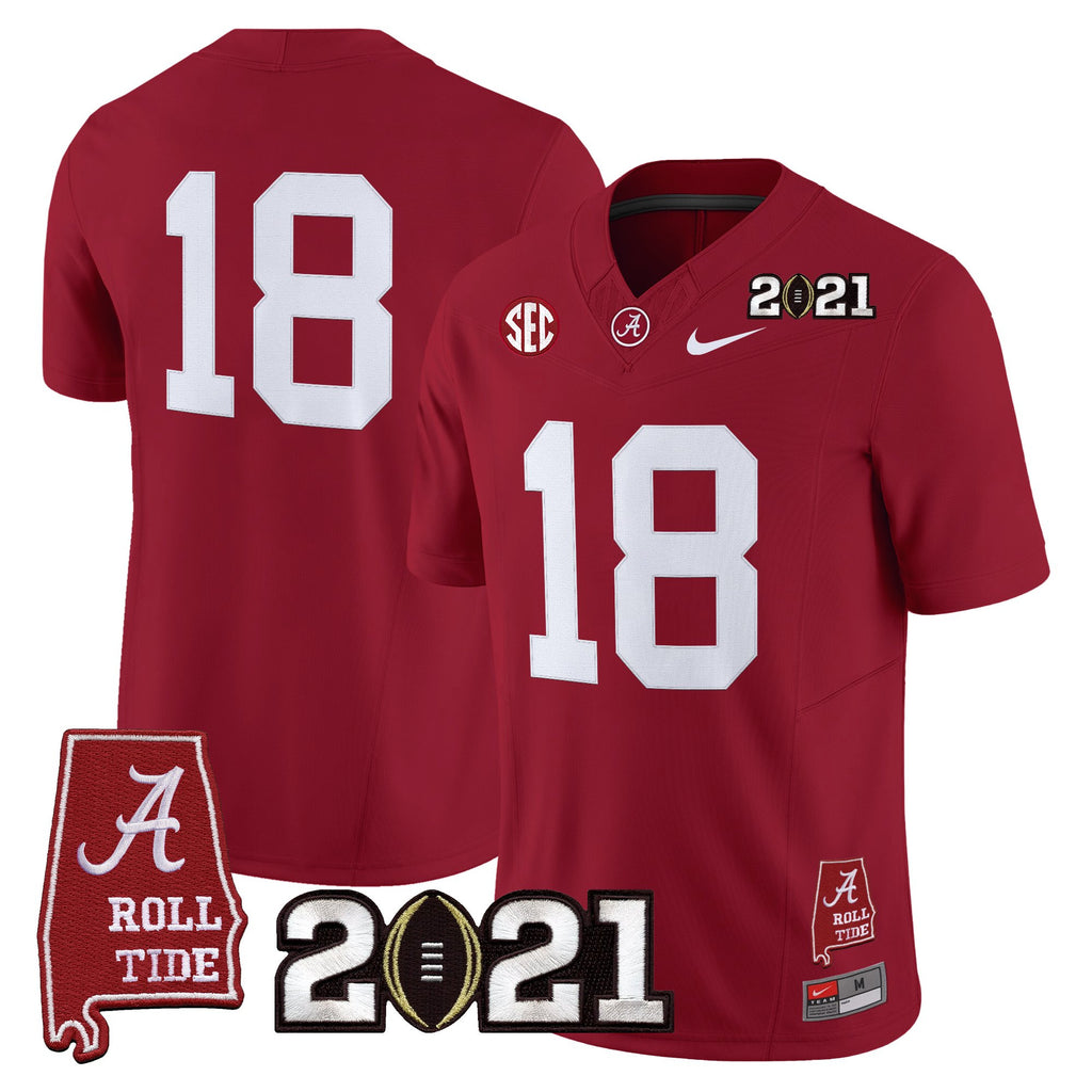 Men's Alabama Crimson Tide '2021 CFP National Championship' Vapor Limited Jersey - Alabama Map - All Stitched