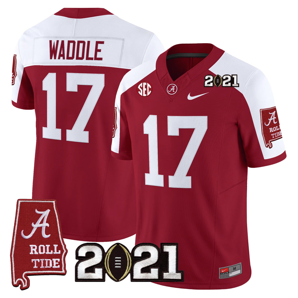 Men's Alabama Crimson Tide '2021 CFP National Championship' Vapor Limited Jersey - Alabama Map - All Stitched