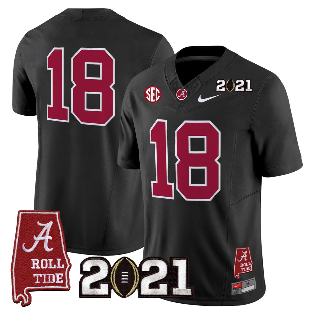 Men's Alabama Crimson Tide '2021 CFP National Championship' Vapor Limited Jersey - Alabama Map - All Stitched