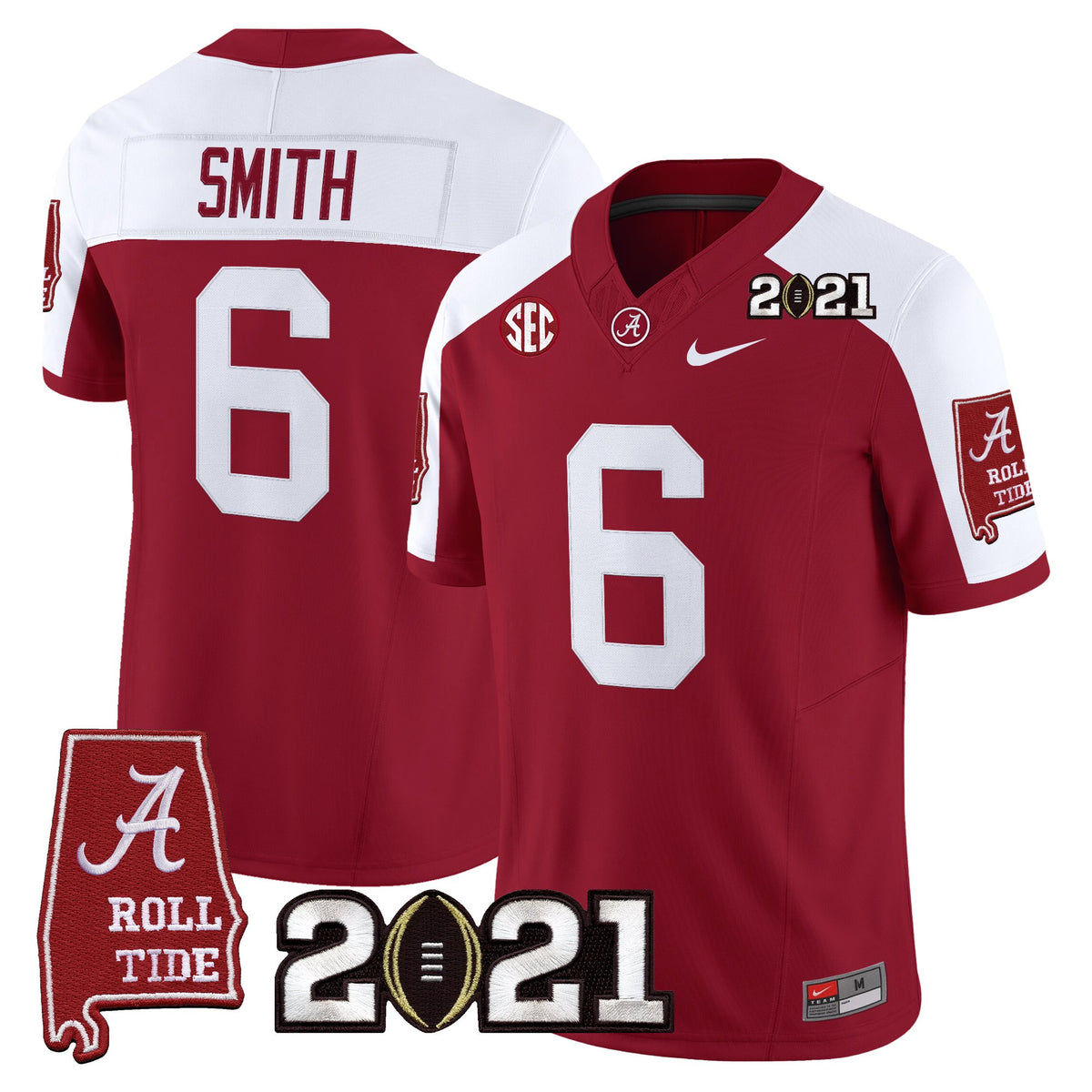 Men's Alabama Crimson Tide '2021 CFP National Championship' Vapor Limited Jersey - Alabama Map - All Stitched