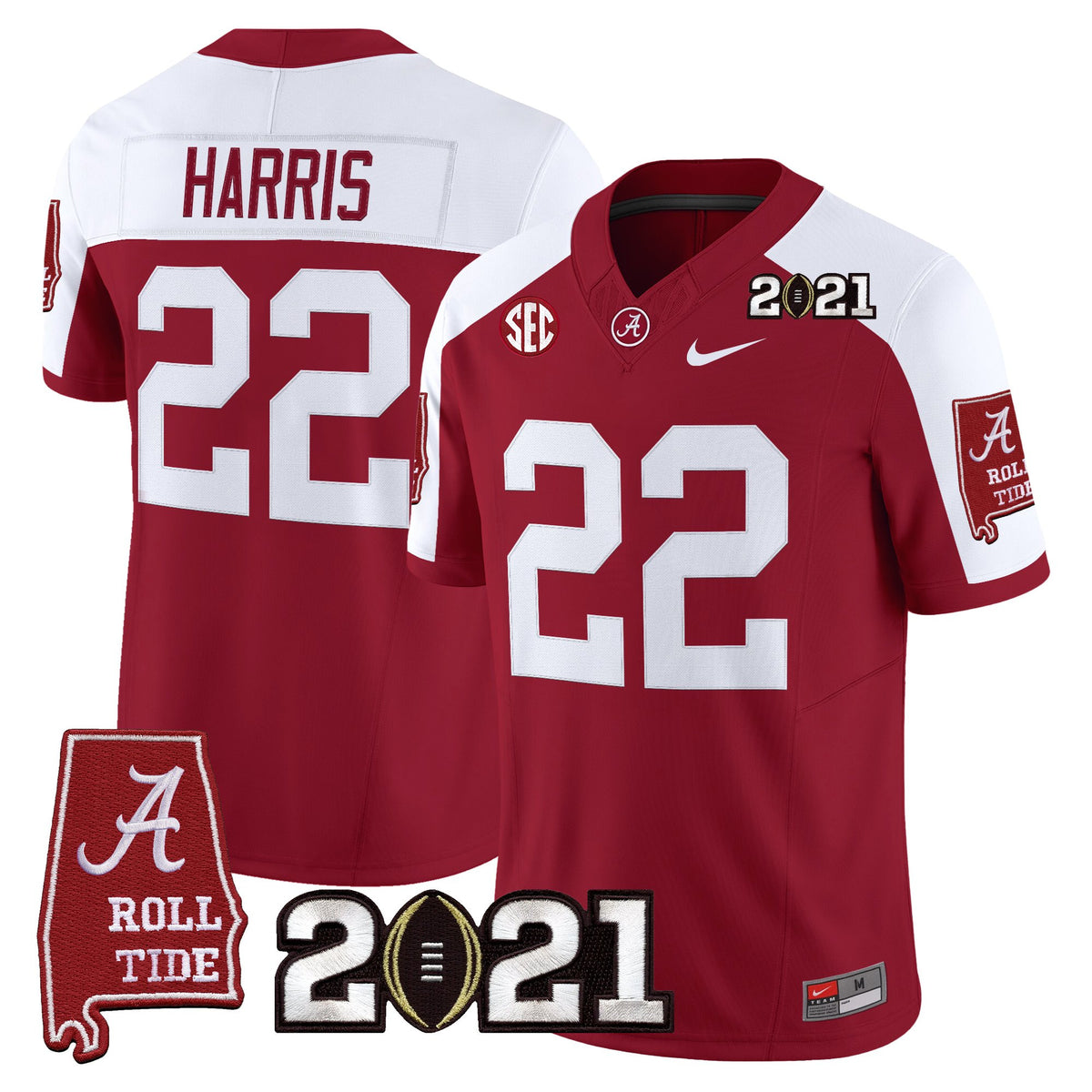 Men's Alabama Crimson Tide '2021 CFP National Championship' Vapor Limited Jersey - Alabama Map - All Stitched