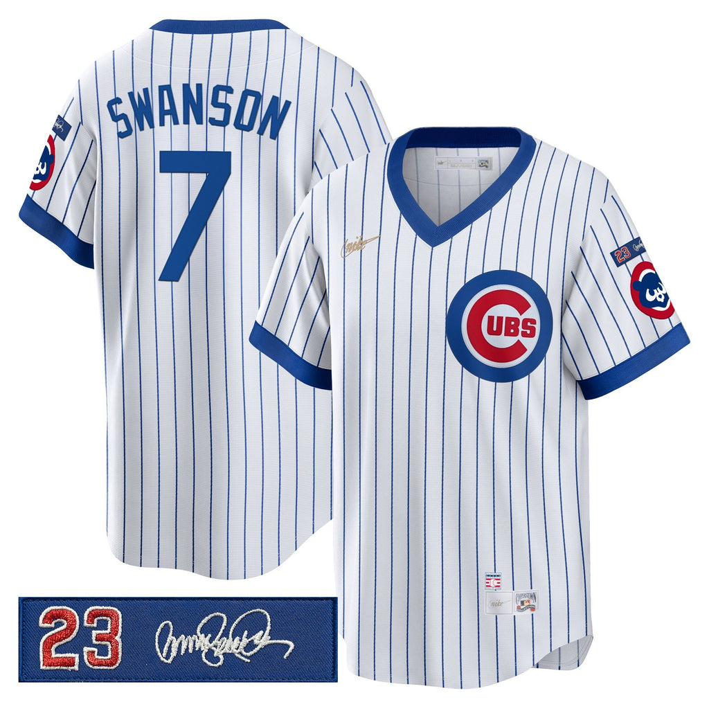 Men's Chicago Cubs 'Ryne Sandberg Tribute Patch' Cooperstown Jersey - All Stitched