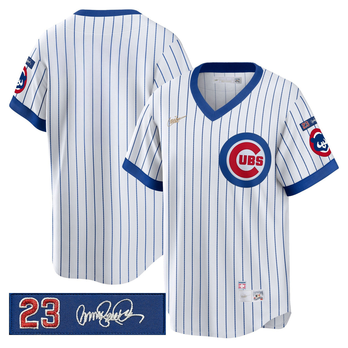 Men's Chicago Cubs 'Ryne Sandberg Tribute Patch' Cooperstown Jersey - All Stitched