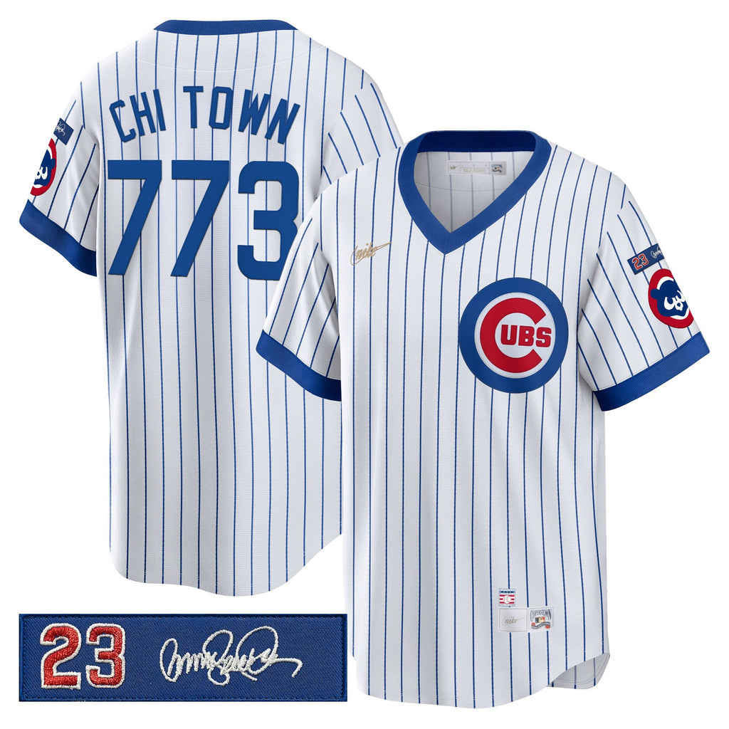 Men's Chicago Cubs 'Ryne Sandberg Tribute Patch' Cooperstown Jersey - All Stitched
