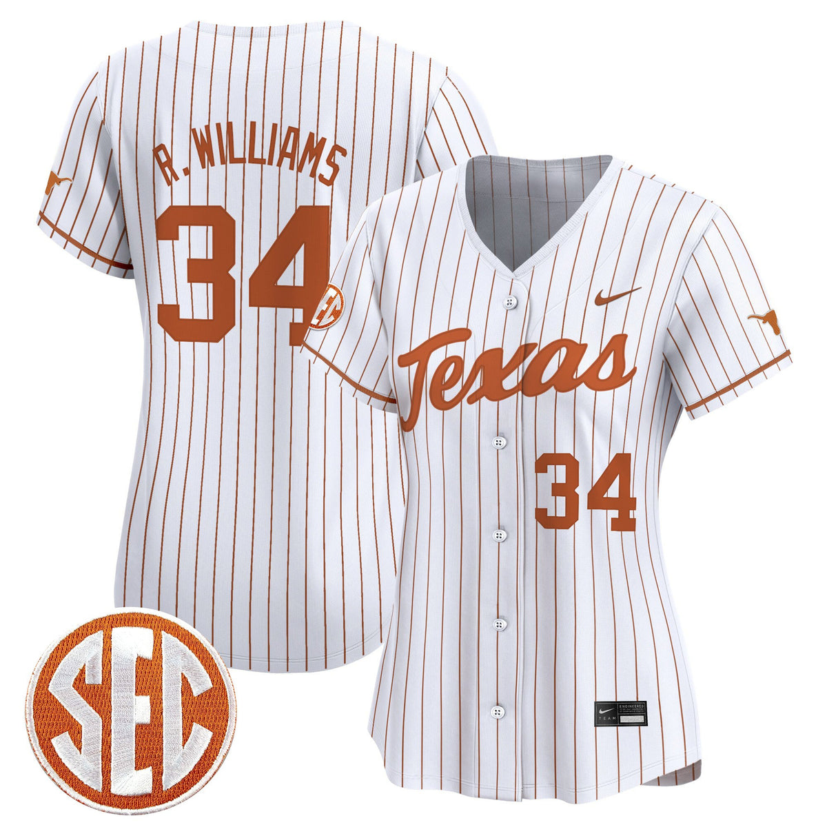 Women's Texas Longhorns 2025 Vapor Baseball Jersey - All Stitched