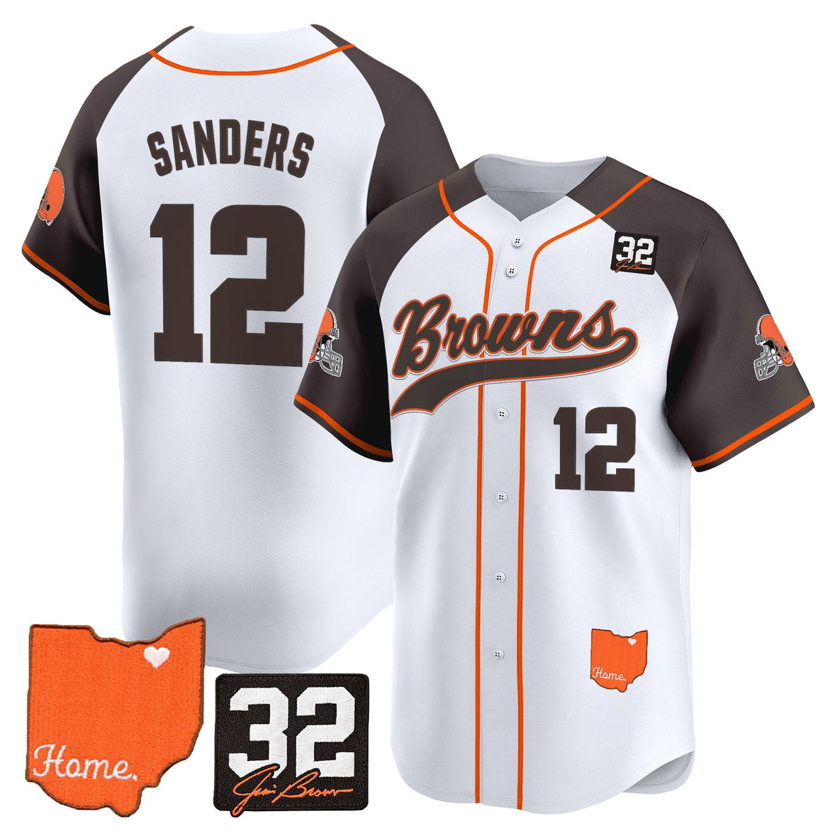 Men's Cleveland Browns '#32 Jim Brown Memorial & Home Patch' Vapor Baseball Jersey - All Stitched