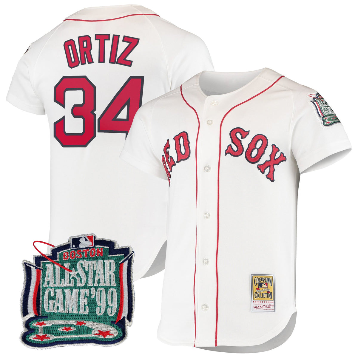 Men's Boston Red Sox Throwback Jersey - Cooperstown Collection - All Stitched