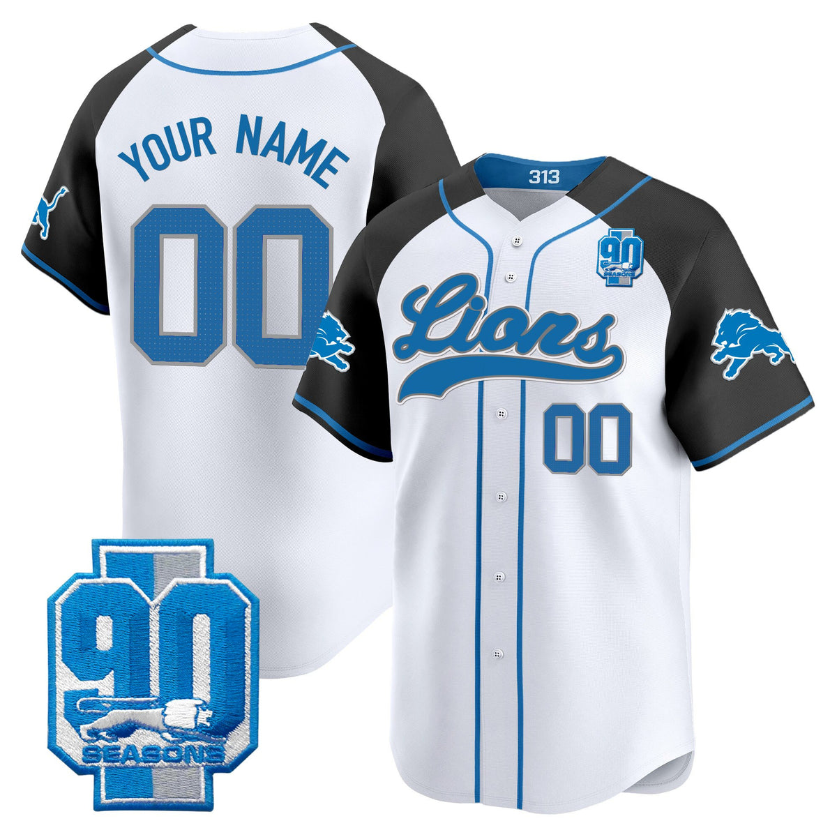 Detroit Lions 2025 Vapor Baseball Custom Jersey - All Stitched